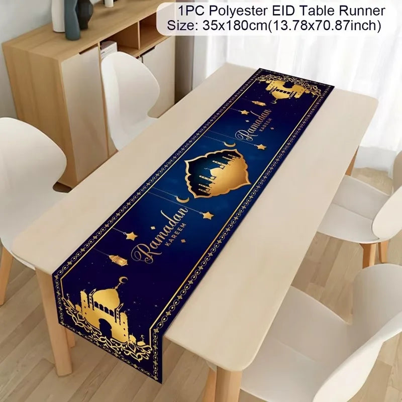 Ramadan Decoration Table Runner EID Mubarak Decor 2025 For Home Tablecloth Ramadan Kareem Islamic Muslim Party Eid Al Adha Gifts