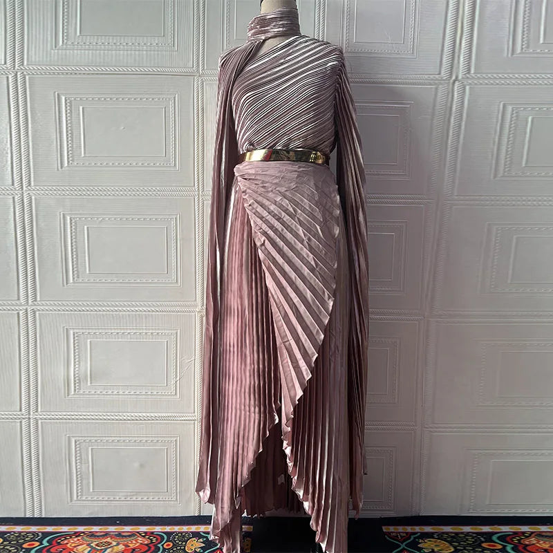 Women's Dresses Temperament Fashion 2025 Autumn New Batwing Sleeve Shawl Split Elegant Party Vestidos Evening Long Dress