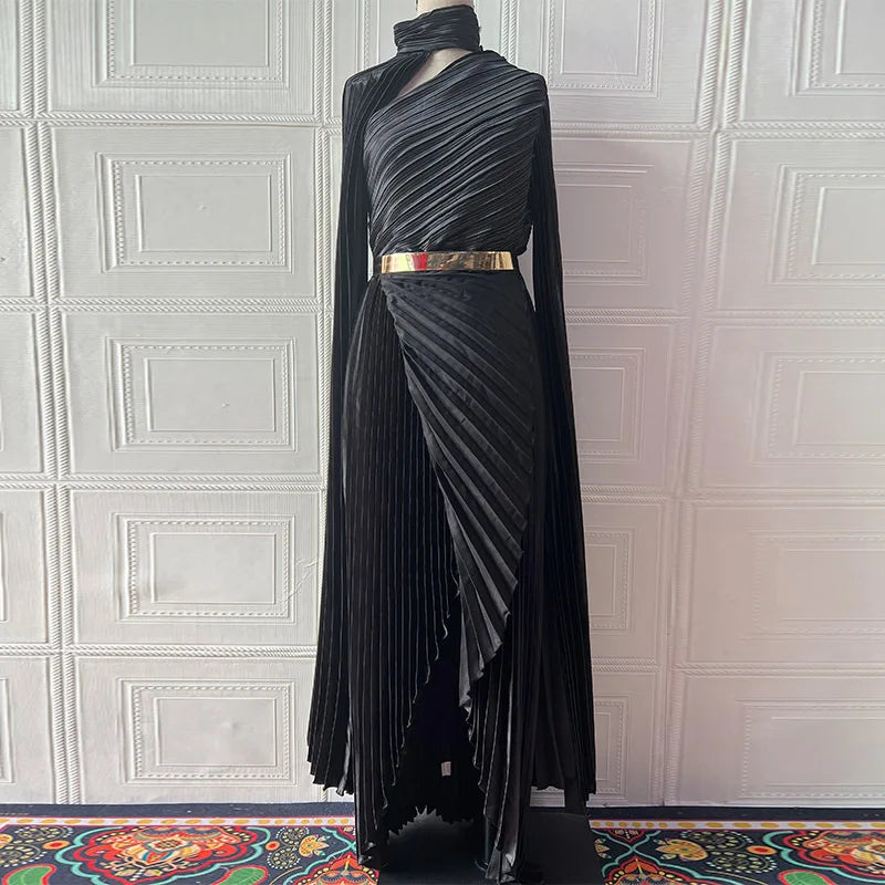 Women's Dresses Temperament Fashion 2025 Autumn New Batwing Sleeve Shawl Split Elegant Party Vestidos Evening Long Dress