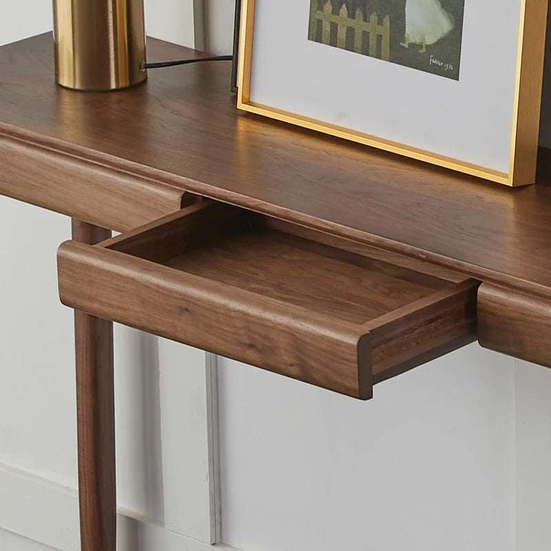 Nordic Black Walnut Solid Wood Console Table Luxury Entrance Drawer Narrow Table Living Room Wooden Cabinet Home Furniture