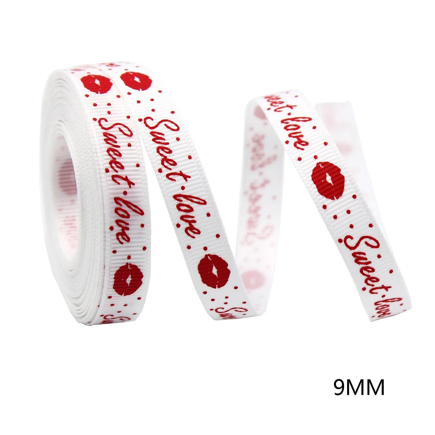 5Yards Red Love Printed Ribbon Wedding Tanabata Gift Wrap Rope Valentine's Day Red Jacquard Ribbon DIY Handmade Ribbon