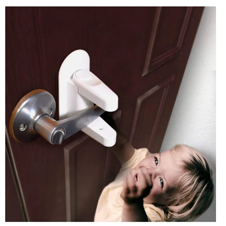 Universal Door Lever Lock Child Baby Safety Lock Rotation Proof Professional Door Adhesive Security Latch Multi-functional (Safety)