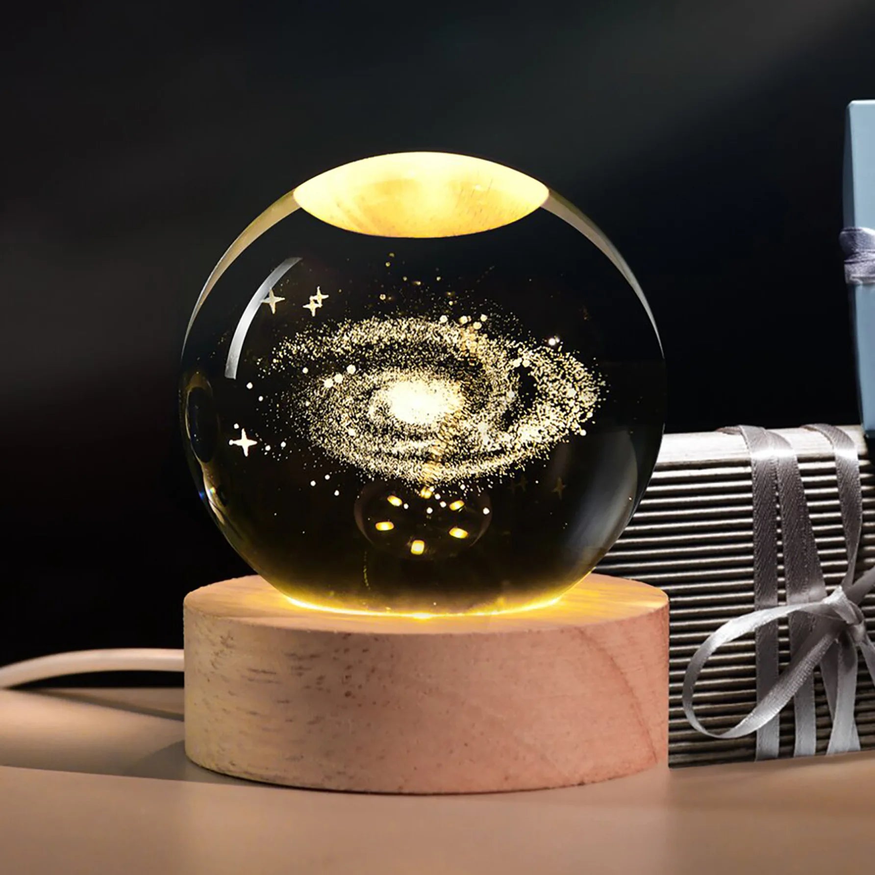 LED Night Light Milky Way Galaxy Solar System Crystal Ball Children Night Lamp Bedroom Ambient Light Creative Gift Night Light