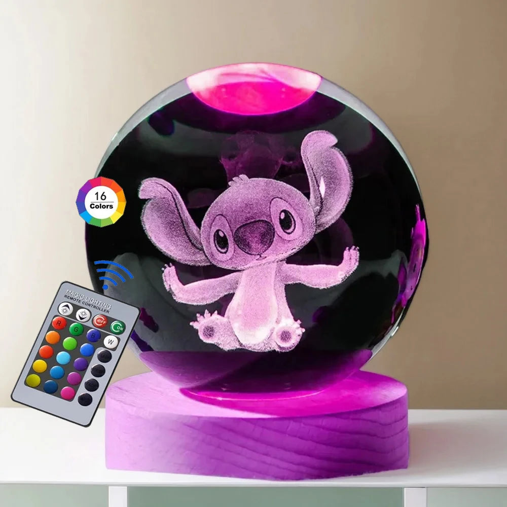 Hot 6cm 3D Crystal Ball Stitch 16 colors can be remotely controlled Crystal Planet Night Light Laser Carving Children's Gifts