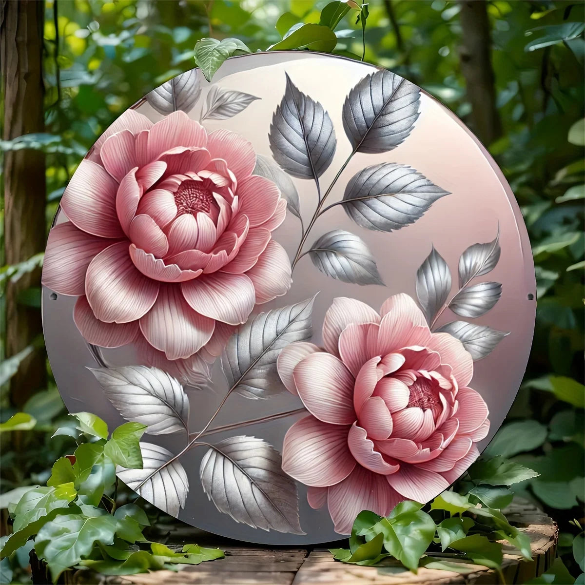Valentine's Day Pink Floral Aluminum Sign - Charming Wall Decor for Home & Restaurants, Perfect for any Space