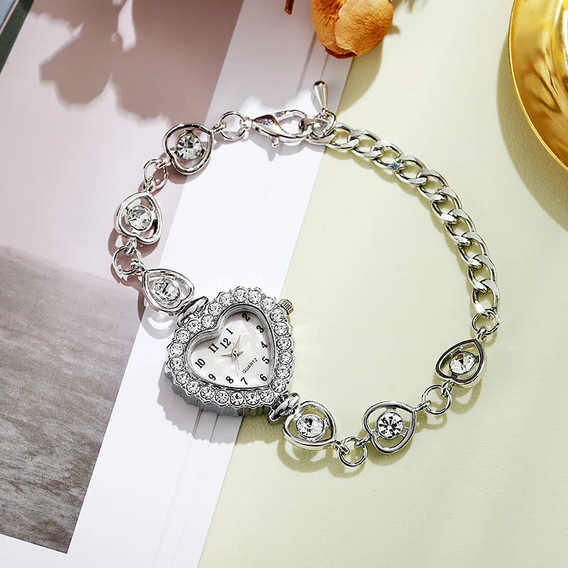 Women's Watches Fashion Heart-shaped Dial Bracelet Ladies Quartz Wrist Watch Clock