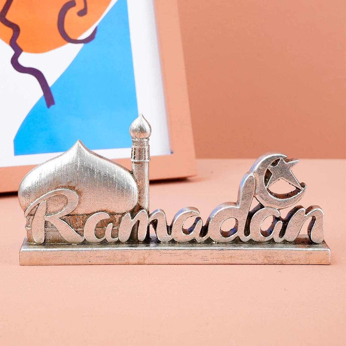 1PC, resin-made antique gold and silver ramadan decorative item, suitable for gift-giving during Ramadan and Eid al-Adha