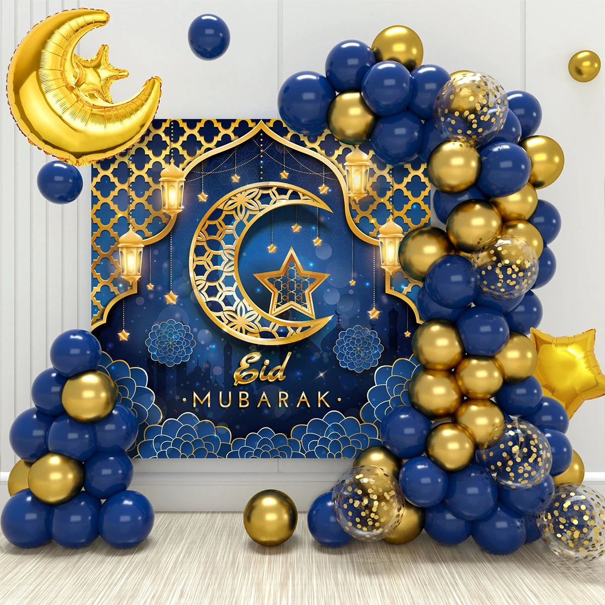 Eid Mubarak Green Gold Balloon Garland Arch Ramadan Kareem Decorations For Home 2025 Aid Moubarak Islamic Festival Party Decor