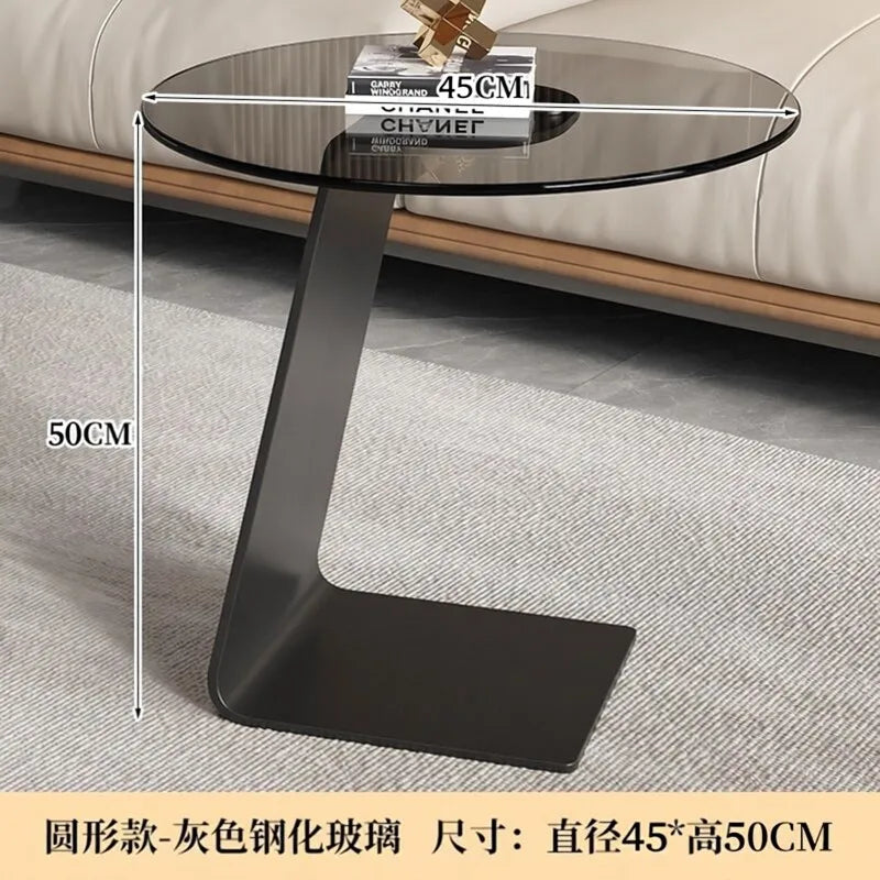 Tempered Glass Sofa Coffee Table Round Modern Living Room Mobile Sofa Side Table Luxury Lounge Designer Auxiliary Furniture