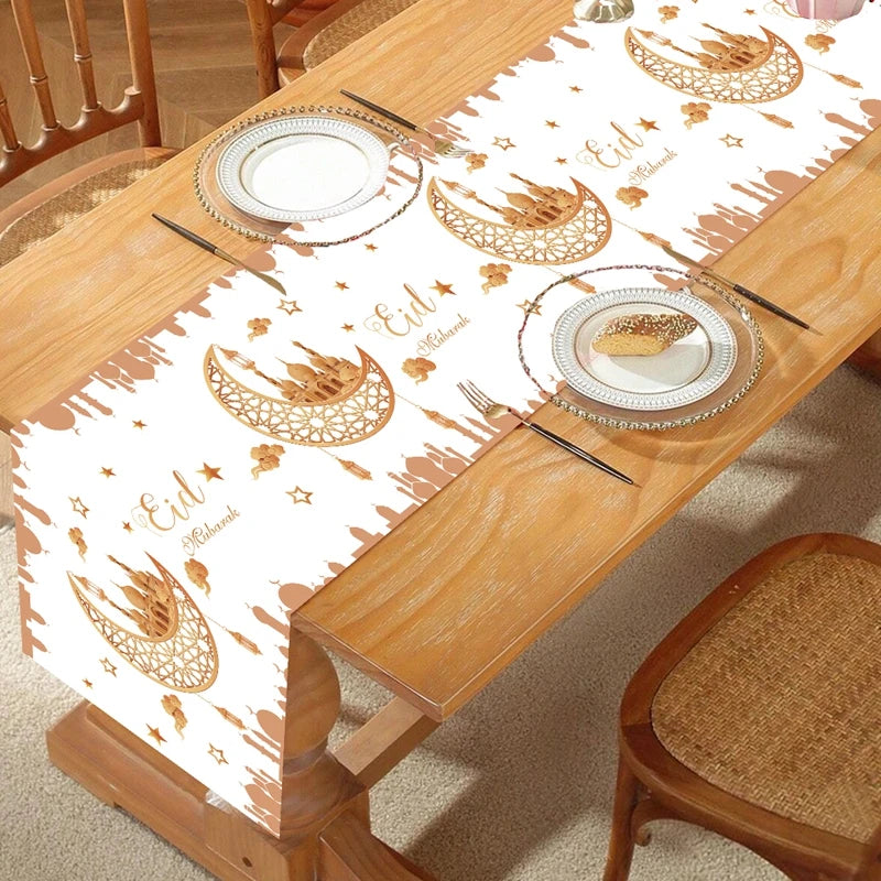Ramadan Decoration Table Runner EID Mubarak Decor 2025 For Home Tablecloth Ramadan Kareem Islamic Muslim Party Eid Al Adha Gifts