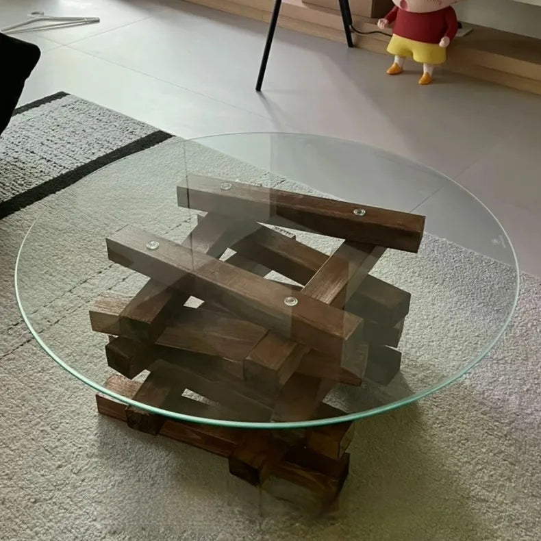 Modern Minimalist Coffee Table Round Glass Glam Neutral Coffee Table Eclectic Rustic Table Basse Ronde De Salon Furniture Home
