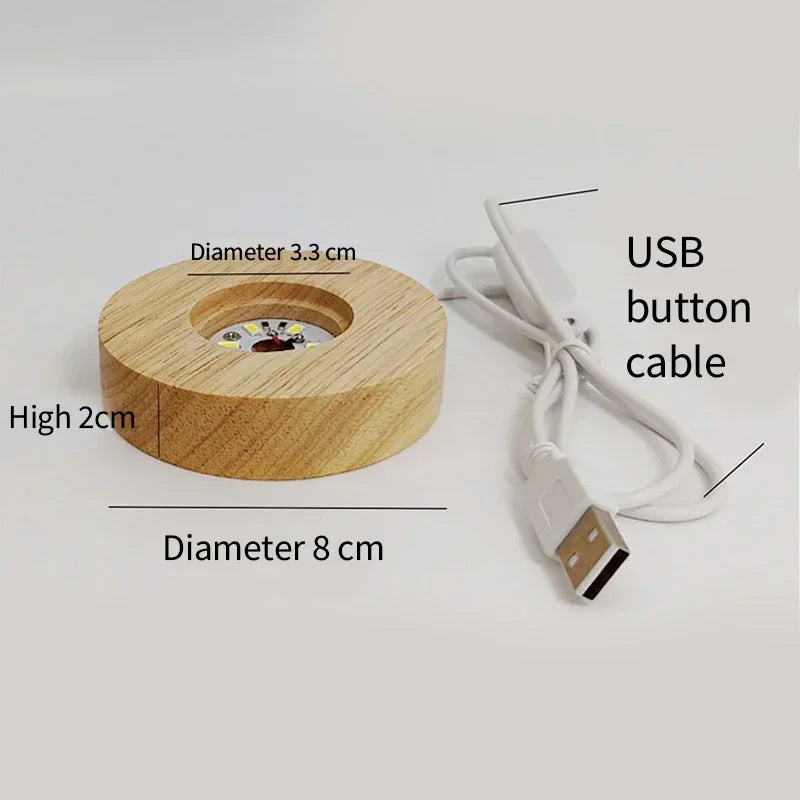 Wood Desktop Decorative Lights Base Night Light Wooden LED USB RGB Display Lamp Display Stand Lamps Holder Art Ornament