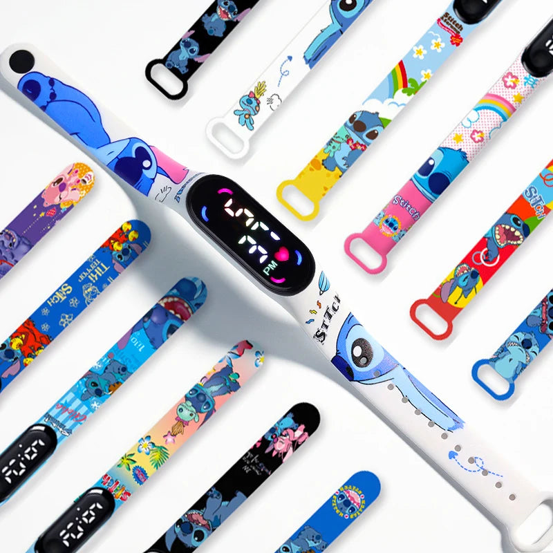 Fashion Stitch Children Watches Girls Waterproof Sport Wristband Women Bracelet Kids LED Watch Touch Digital Clock