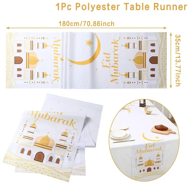 Ramadan Decoration Table Runner EID Mubarak Decor 2025 For Home Tablecloth Ramadan Kareem Islamic Muslim Party Eid Al Adha Gifts