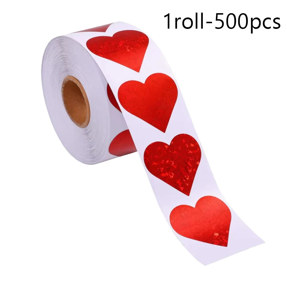 Red Heart Shape Sticker Valentine's Day Paper Packaging Labels Candy Bag Gift Box Packing Bag Birthday Party Wedding Supplies