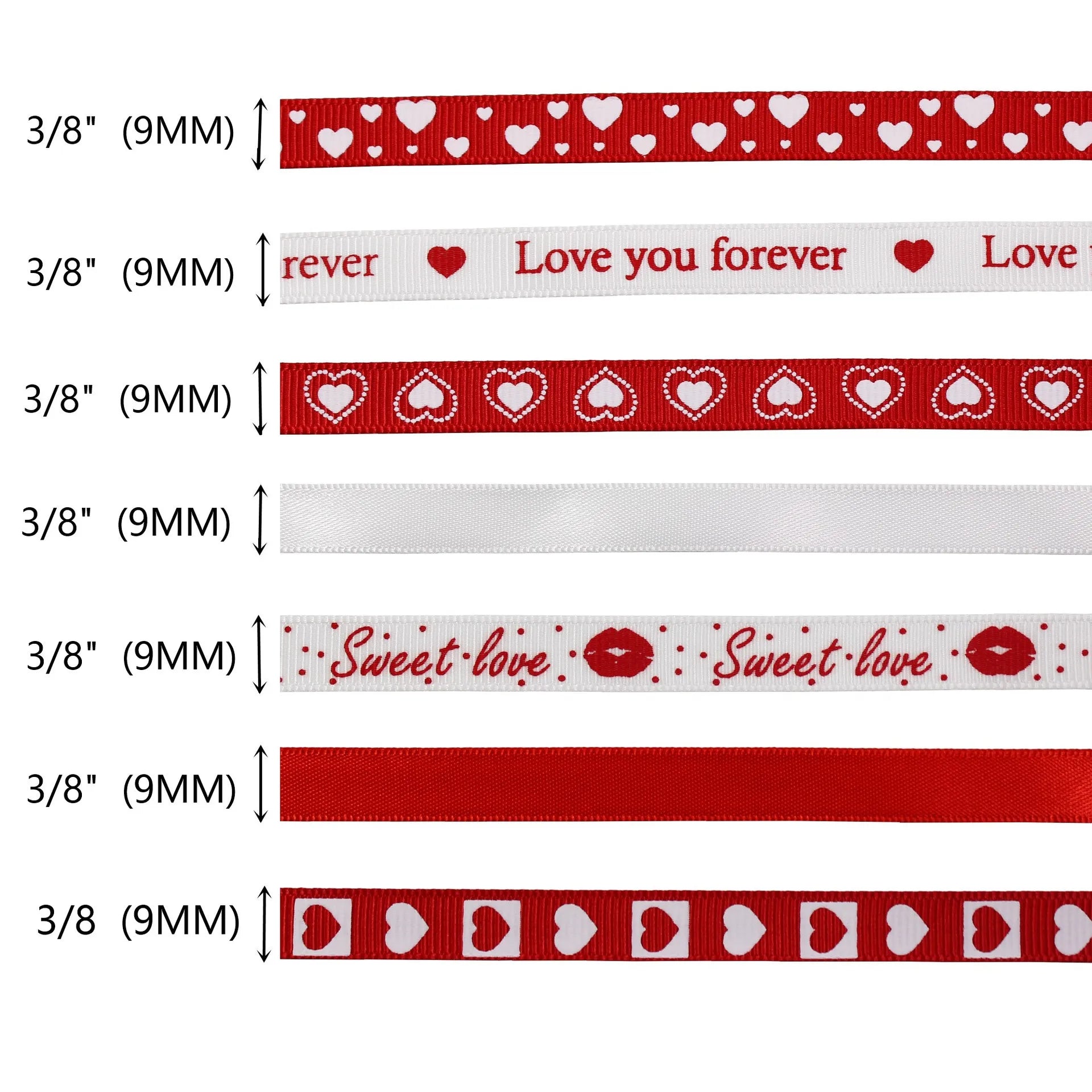 5Yards Red Love Printed Ribbon Wedding Tanabata Gift Wrap Rope Valentine's Day Red Jacquard Ribbon DIY Handmade Ribbon