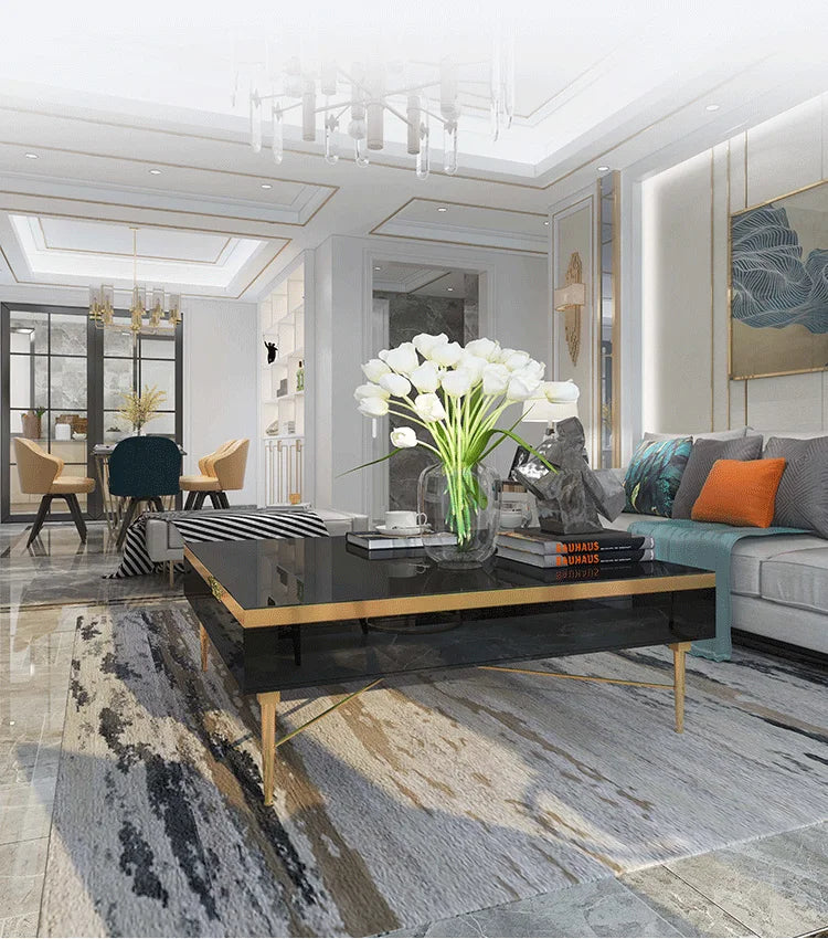 Modern Morocco New Classical Postmodern Square Stainless Steel Coffee Table Tea Table for Living Room