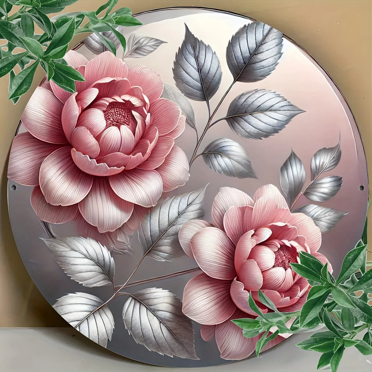 Valentine's Day Pink Floral Aluminum Sign - Charming Wall Decor for Home & Restaurants, Perfect for any Space
