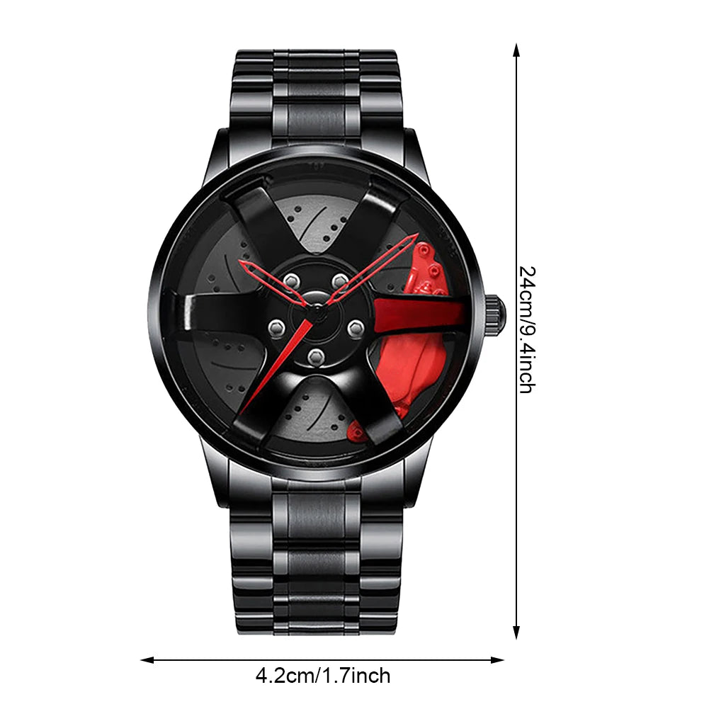 Cool And Cool Fashion Clock Leather Men's Quartz Wristwatch Dial Sport Car Rim Wheel Hub Business Luxury Sports Wrist Watches