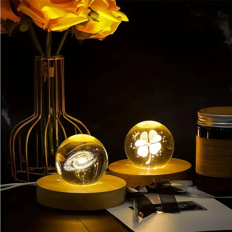 Wood Desktop Decorative Lights Base Night Light Wooden LED USB RGB Display Lamp Display Stand Lamps Holder Art Ornament