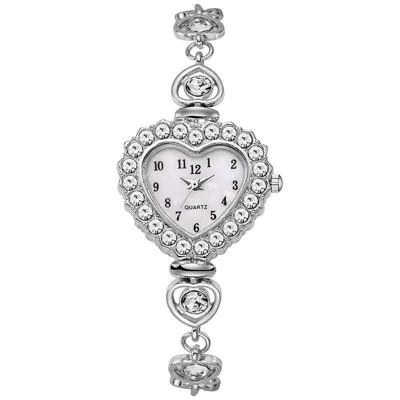 Women's Watches Fashion Heart-shaped Dial Bracelet Ladies Quartz Wrist Watch Clock
