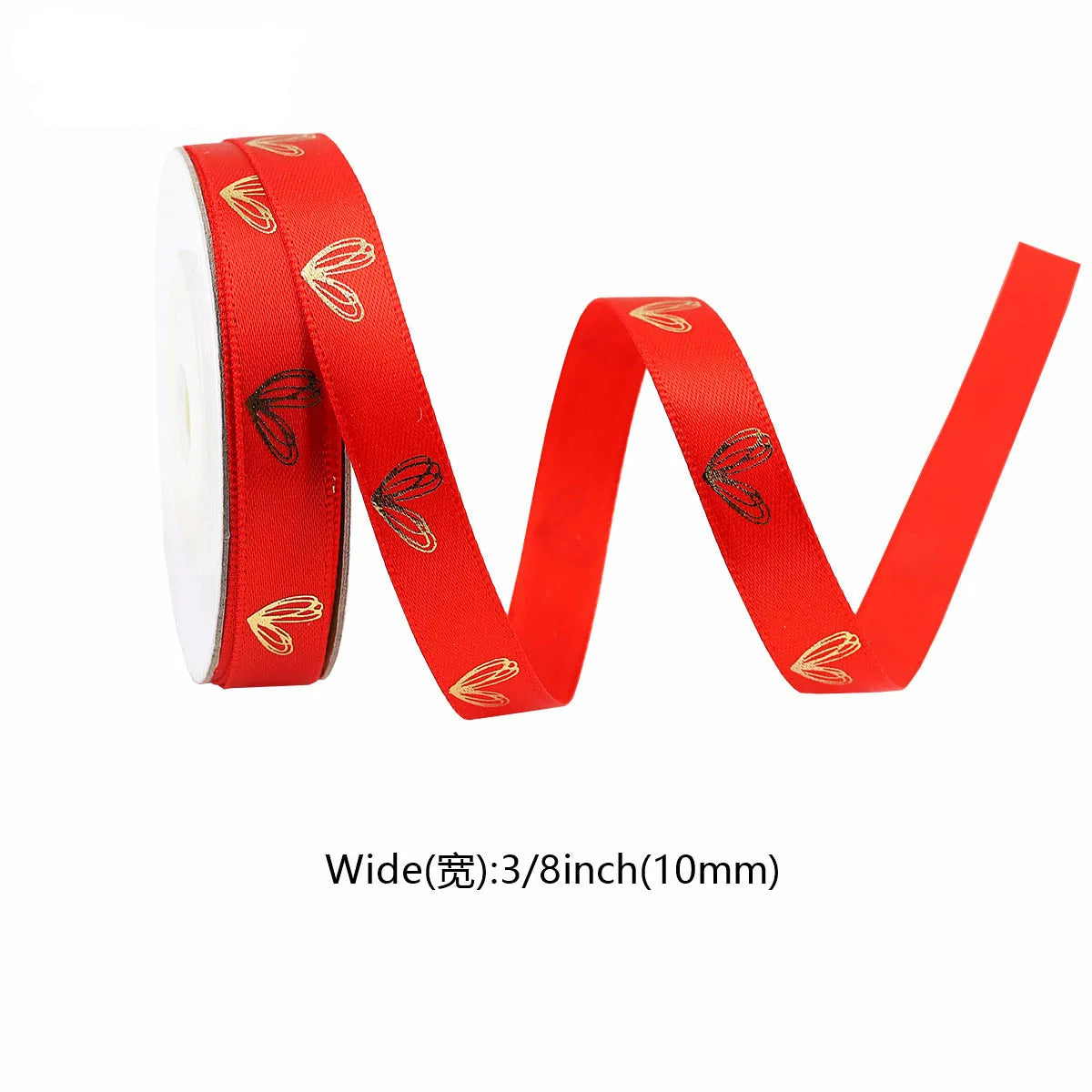 5Yards Red Love Printed Ribbon Wedding Tanabata Gift Wrap Rope Valentine's Day Red Jacquard Ribbon DIY Handmade Ribbon