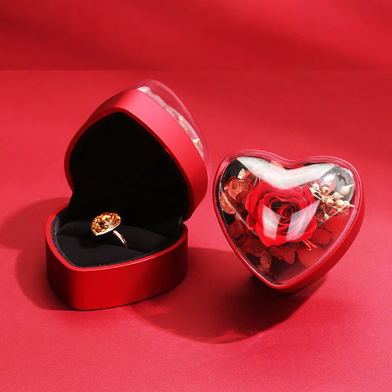 1 Pcs 7.1x6.2x6.5cm Pink/deep Bule Valentine's Day Dried Flower Ring Pendant Box 520 Propose Ring Box Jewelry Storage
