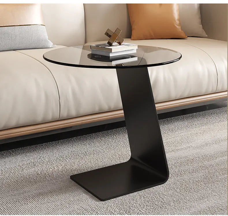 Tempered Glass Sofa Coffee Table Round Modern Living Room Mobile Sofa Side Table Luxury Lounge Designer Auxiliary Furniture