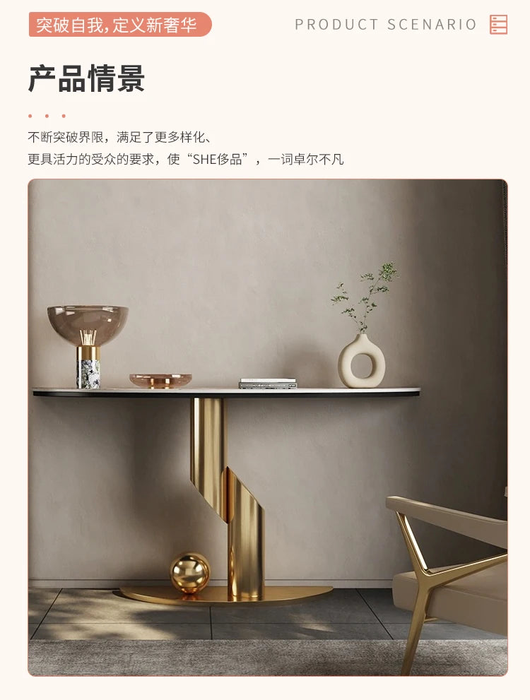 Modern Luxury Corner Table Hallway Metal Salon Unique Console Table Mid Century Entryway Mesa Para Sala Living Room Furniture