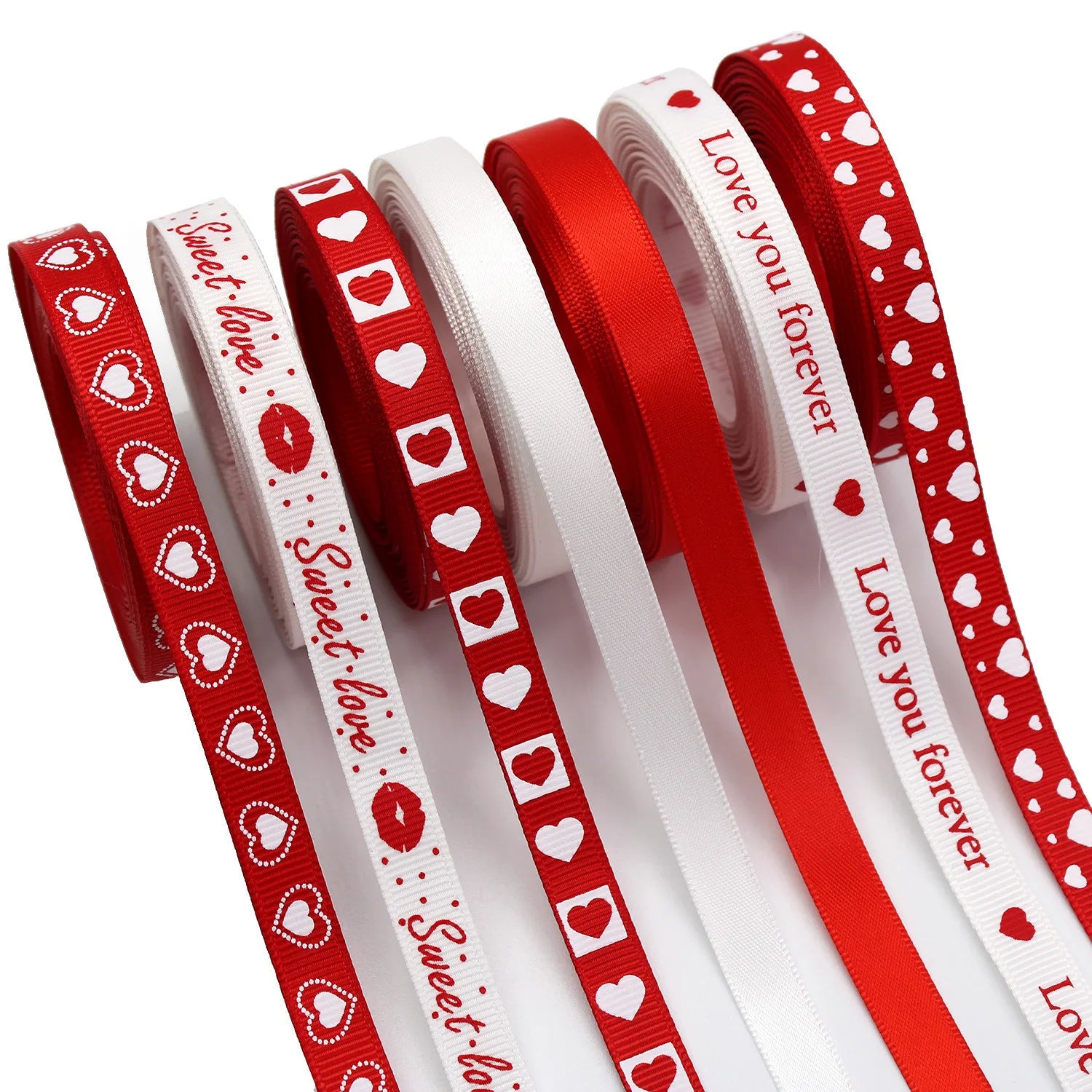 5Yards Red Love Printed Ribbon Wedding Tanabata Gift Wrap Rope Valentine's Day Red Jacquard Ribbon DIY Handmade Ribbon
