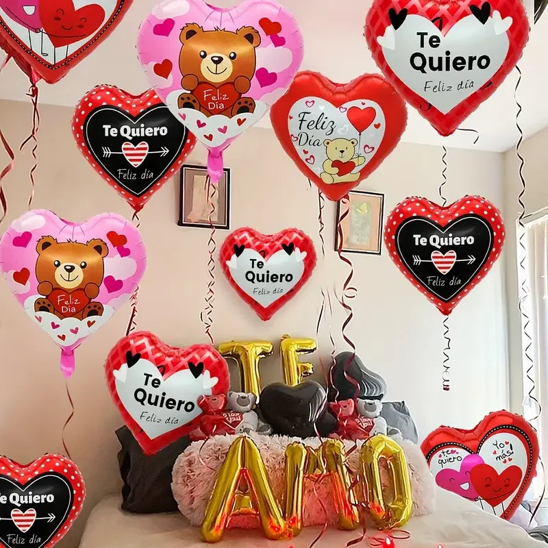 10pcs 18 inch Spanish I Love You Printed Love Balloon Valentine's Day Birthday Wedding Engagement Anniversary Party Decoration