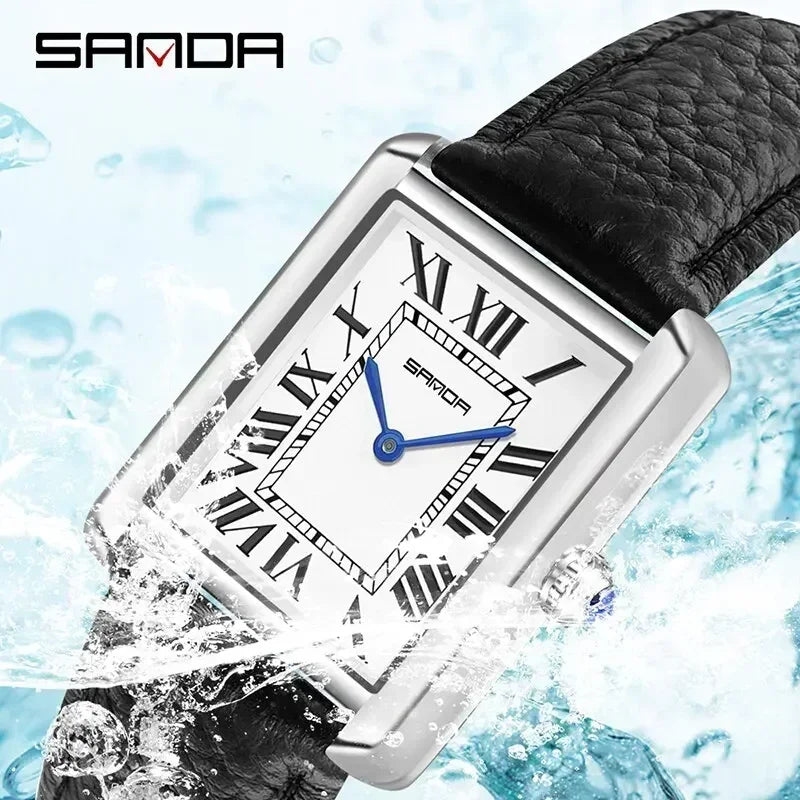 SANDA 9031/1108 Luxury Couple Quartz Watches for Men & Women, Waterproof Sport Casual Watch, Scratch Resistant Leather Strap