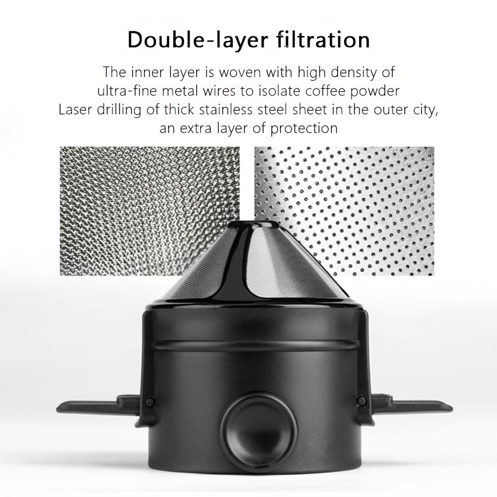 Pour Over Coffee Filter Folding Portable Reusable Stainless Steel Drip Coffee Tea Holder Infuser Coffee Dripper Black