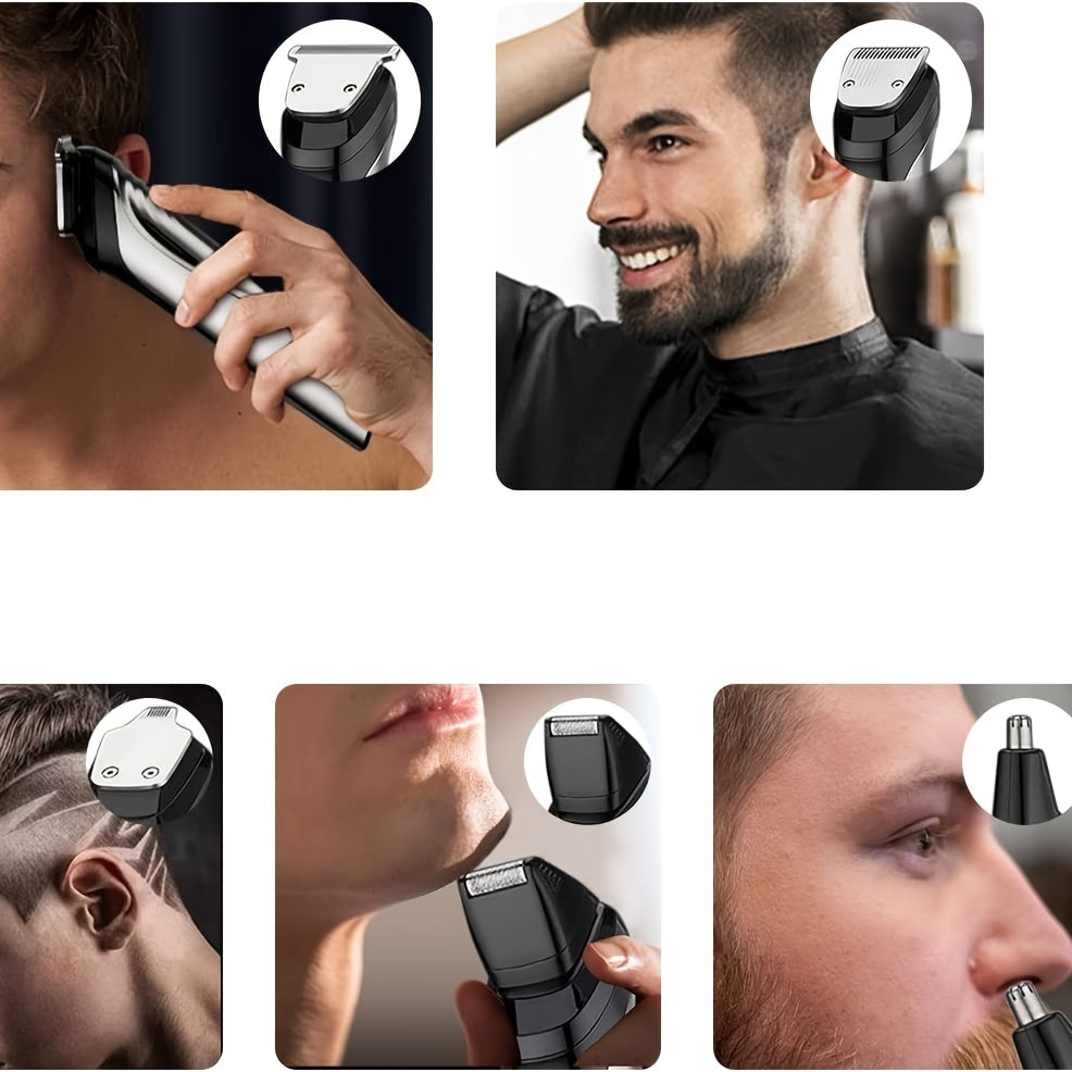 Beard Trimmer For Men, All-in-One Men's Hair Clipper Hair Trimmer, Mustache Body Nose Ear Facial Cutting Shaver, Electric Razor Grooming Kit, USB Rechargeable Cordless & Led Display, Holiday Gift For Him Father's Day Gift