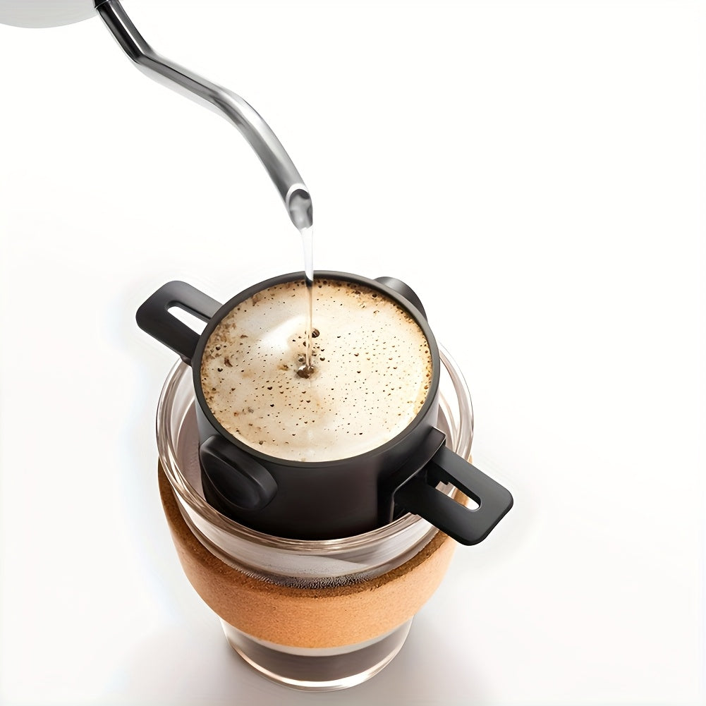 Pour Over Coffee Filter Folding Portable Reusable Stainless Steel Drip Coffee Tea Holder Infuser Coffee Dripper Black