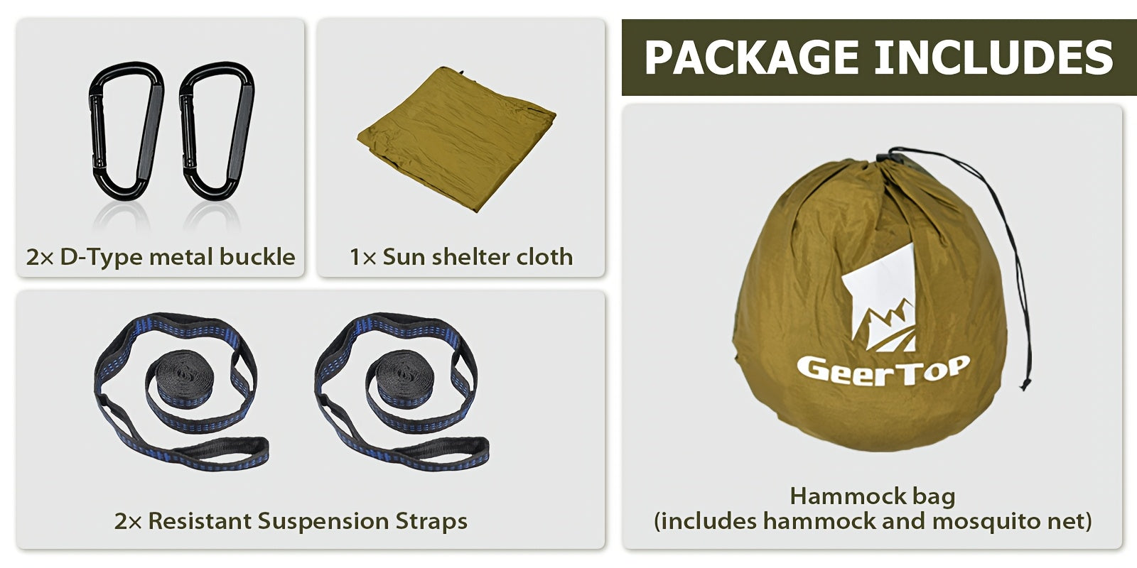 GEERTOP 3in 1 Outdoor Hammock with Mosquito Net Sun Shelter, Double Sleep Rest Camping Hammock for Backpacking Travel Garden Park