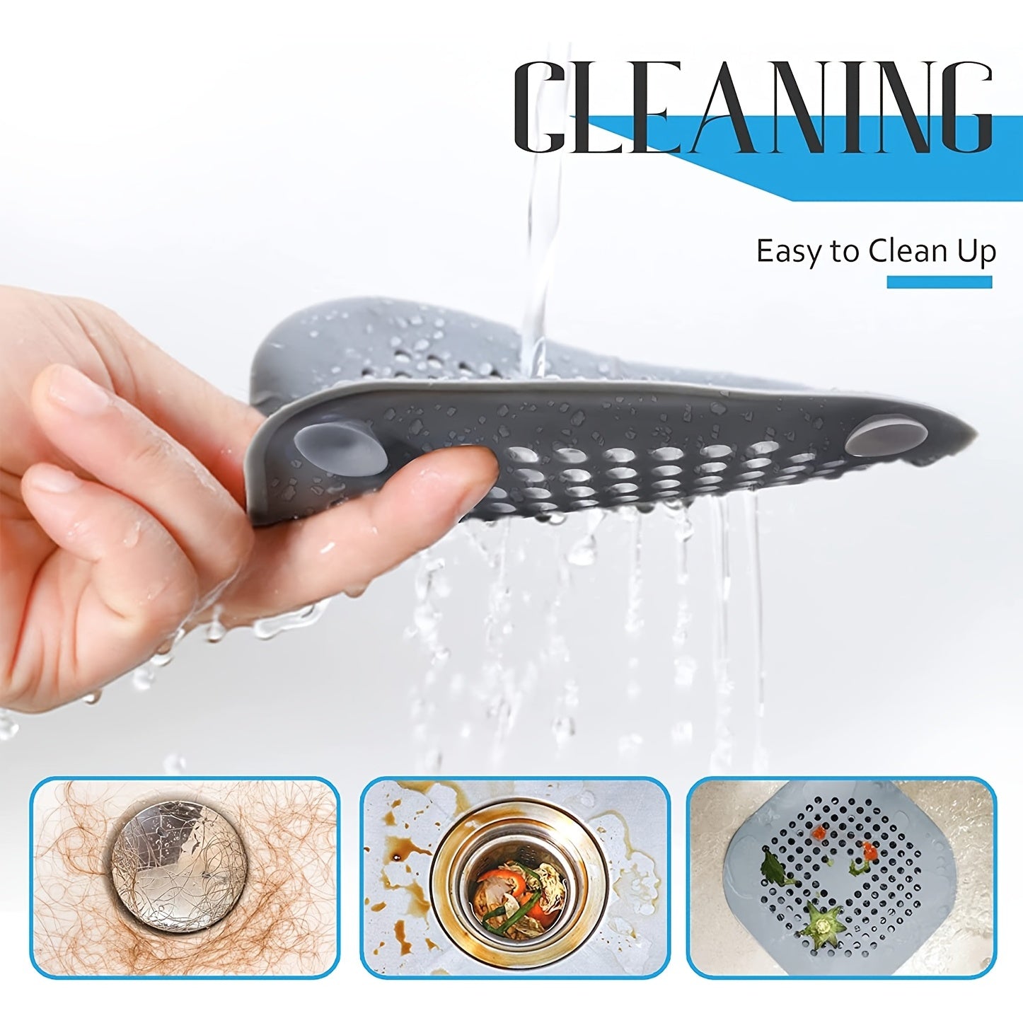 5pcs/3pcs/1pc Silicone Hair Filter | Bathtub and Shower Floor Drain Plug, Kitchen Deodorant Plug, Anti-Clogging Sink Filter