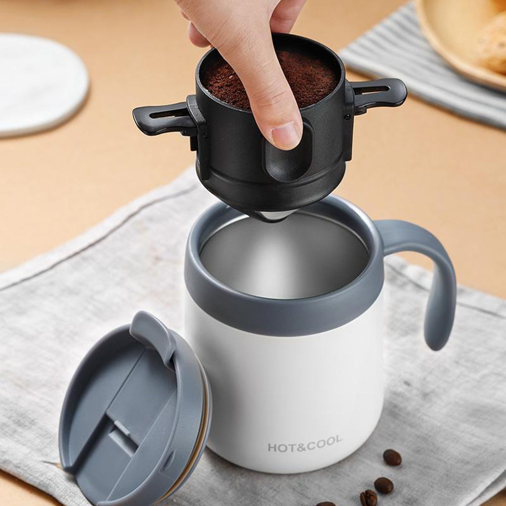 Pour Over Coffee Filter Folding Portable Reusable Stainless Steel Drip Coffee Tea Holder Infuser Coffee Dripper Black