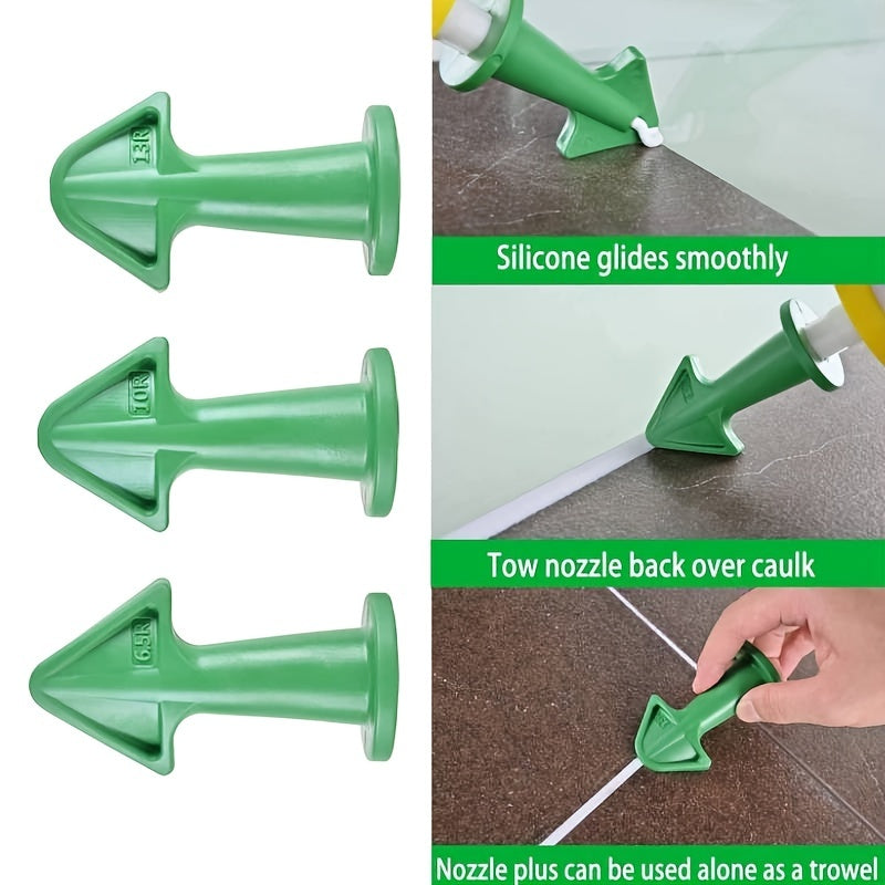 [Durable Caulk Applicator Tools] 3pcs Durable Silicone Caulk Nozzle Applicator Tools - Easy-Grip Handle for Floor Cleaning & Tile Joint Dirt Spatula, Ideal for Epoxy Sealant Application, Perfect Christmas & New Year Gift, Cau