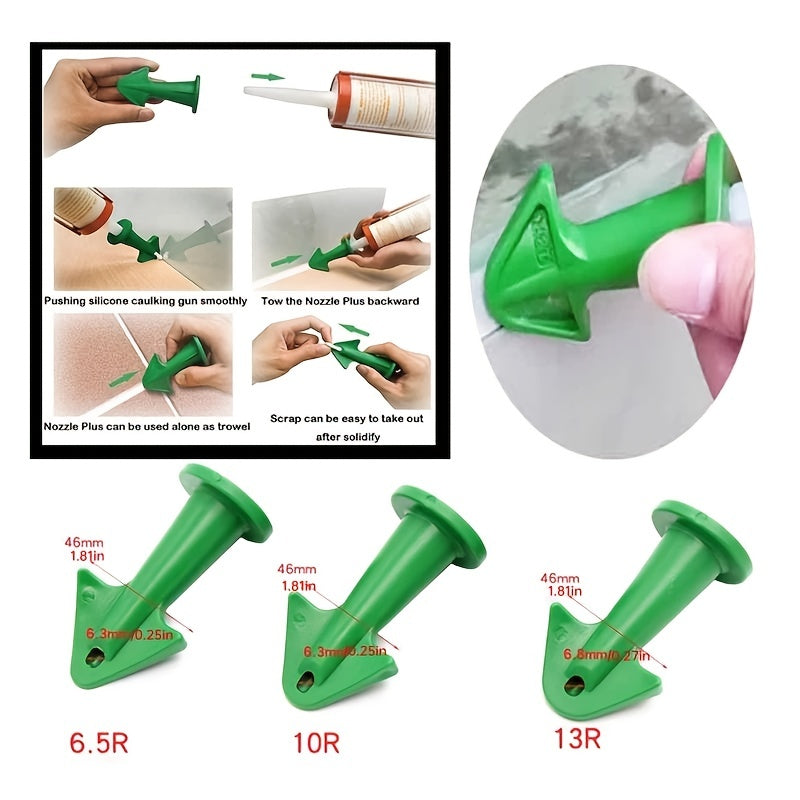 [Durable Caulk Applicator Tools] 3pcs Durable Silicone Caulk Nozzle Applicator Tools - Easy-Grip Handle for Floor Cleaning & Tile Joint Dirt Spatula, Ideal for Epoxy Sealant Application, Perfect Christmas & New Year Gift, Cau