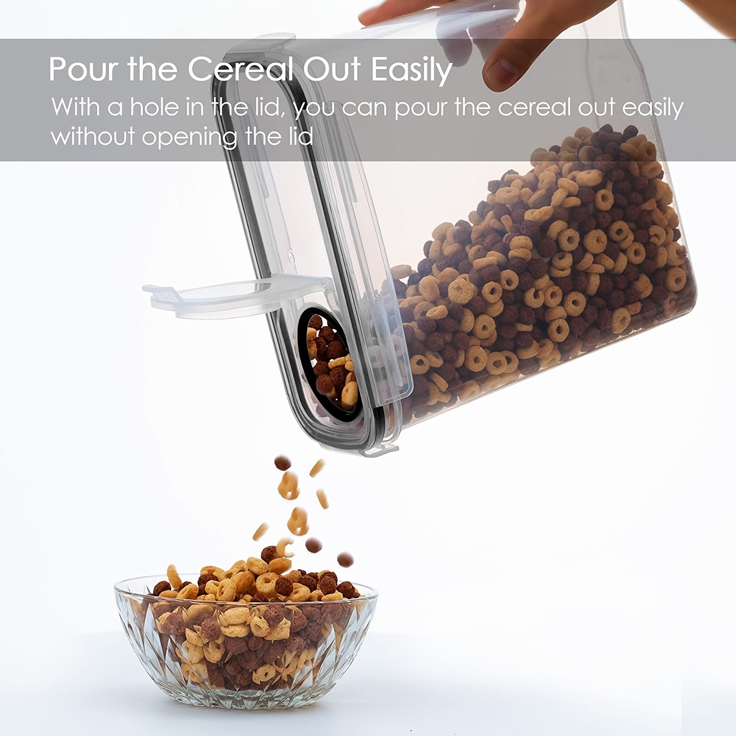 2/4 Pack Cereal Storage Containers | Plastic Airtight Food Storage Containers 2.5L/88 Oz for Cereal, Snacks And Sugar, Black, Multipurpose Use, Dishwasher Safe, Latch Closure