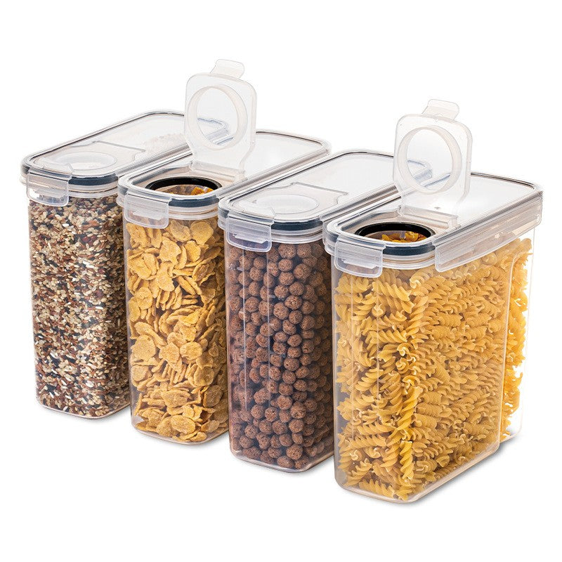 2/4 Pack Cereal Storage Containers | Plastic Airtight Food Storage Containers 2.5L/88 Oz for Cereal, Snacks And Sugar, Black, Multipurpose Use, Dishwasher Safe, Latch Closure