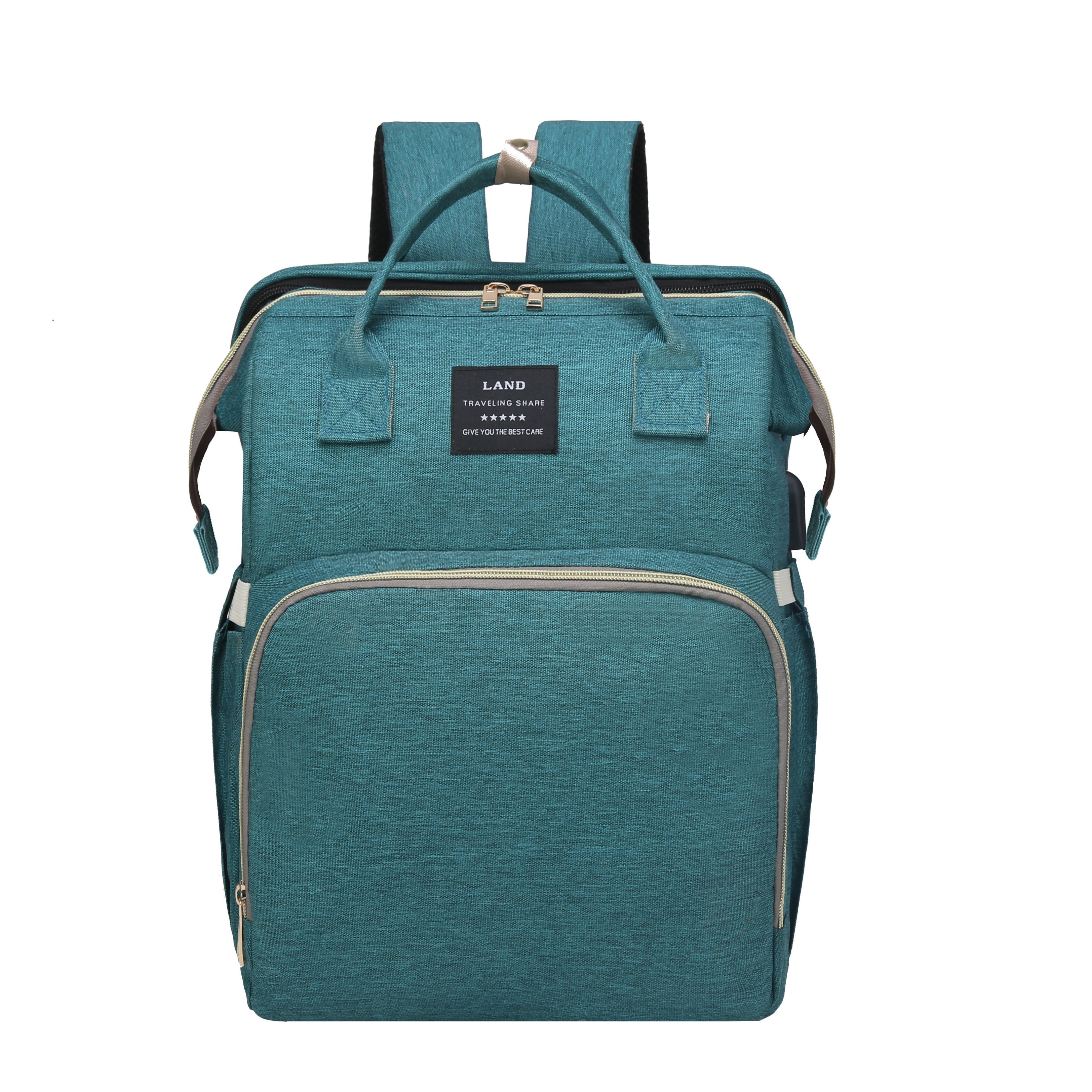 Lamroro Moire Diaper Bag Backpack, Soft Shell, Multifunctional, Large Capacity, Travel Backpack with Changing Station, Sunshade, Breathable Mosquito Net, Zipper Closure, Mixed Color, Polyester Fiber, with Utility Pocket, for