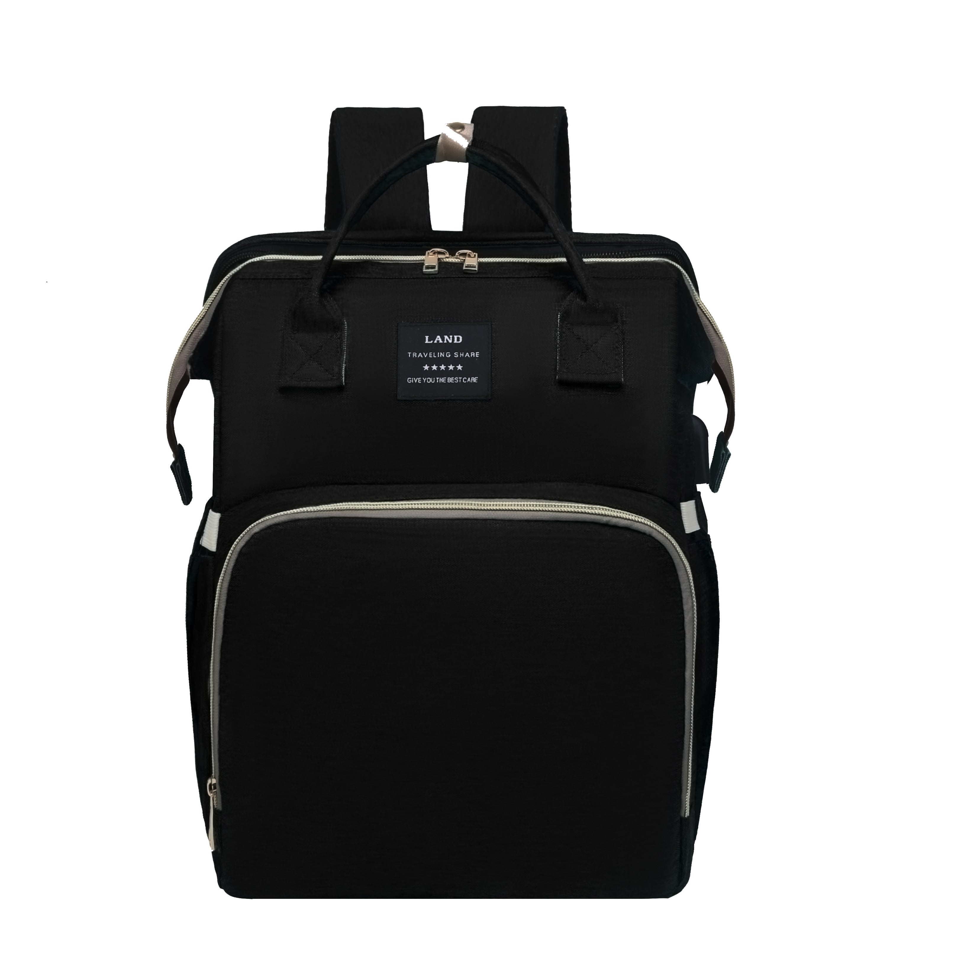 Lamroro Moire Diaper Bag Backpack, Soft Shell, Multifunctional, Large Capacity, Travel Backpack with Changing Station, Sunshade, Breathable Mosquito Net, Zipper Closure, Mixed Color, Polyester Fiber, with Utility Pocket, for