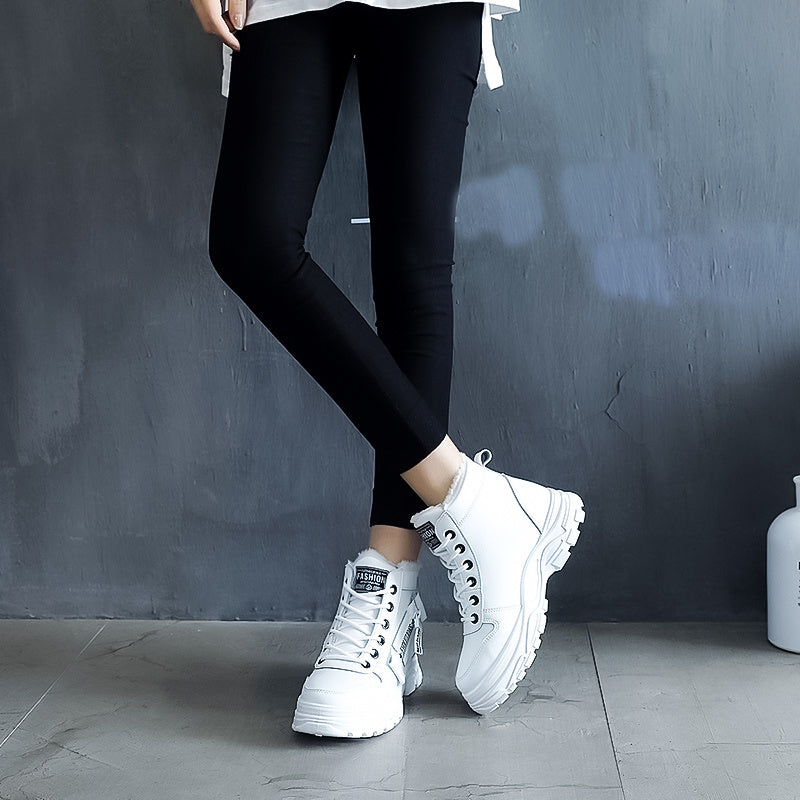 Women'S Winter High-Top Boots - Warm Fleece-Lined Ankle Boots with Thick Sole, Lace-Up Casual Style, &, Perfect for Cold Weather Comfort, Winter Boots