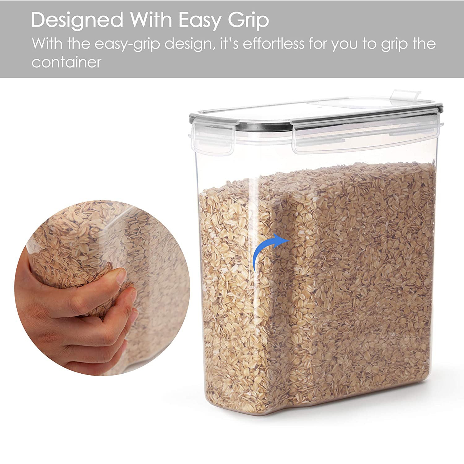 2/4 Pack Cereal Storage Containers | Plastic Airtight Food Storage Containers 2.5L/88 Oz for Cereal, Snacks And Sugar, Black, Multipurpose Use, Dishwasher Safe, Latch Closure