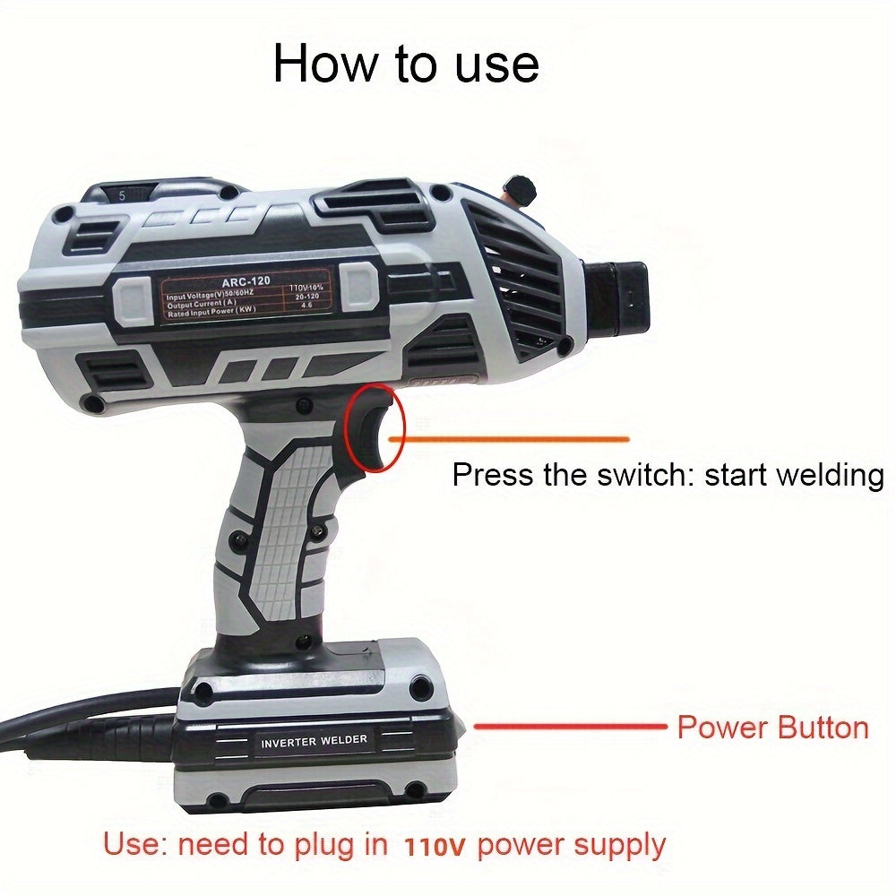 4600W High-Efficiency Semi-Automatic Welding Machine - 110V Handheld Arc Welder, with Digital Intelligent Current Thrust, Fits 2.5mm Electrodes, Portable Welder for Professional Use