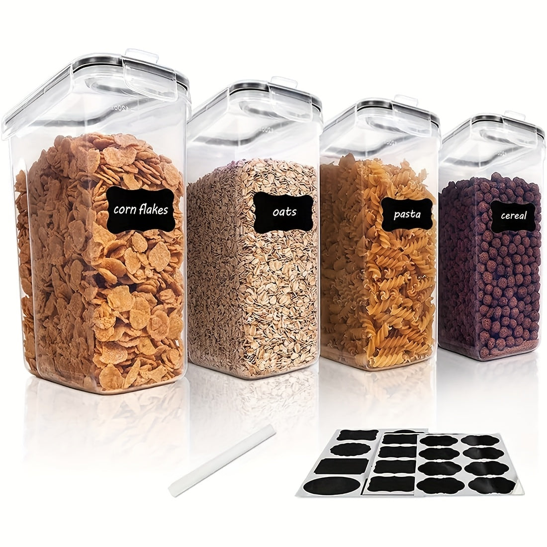 2/4 Pack Cereal Storage Containers | Plastic Airtight Food Storage Containers 2.5L/88 Oz for Cereal, Snacks And Sugar, Black, Multipurpose Use, Dishwasher Safe, Latch Closure