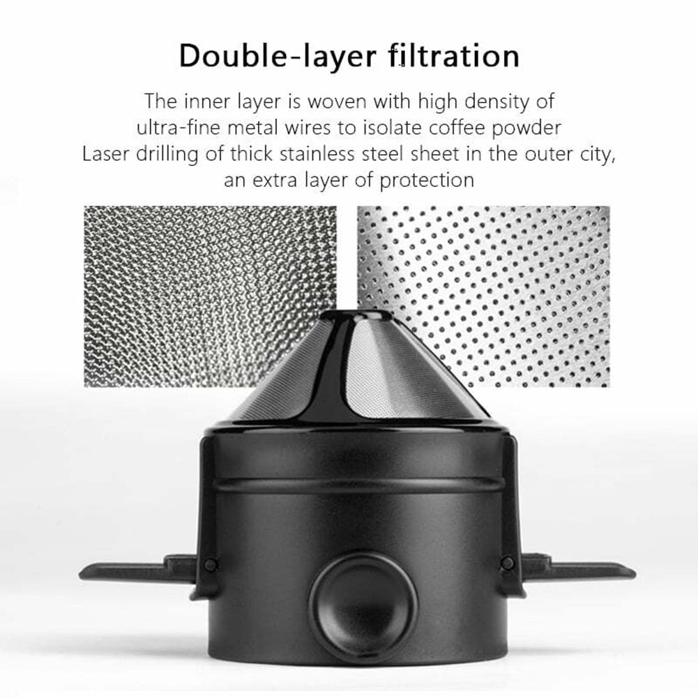 Pour Over Coffee Filter Folding Portable Reusable Stainless Steel Drip Coffee Tea Holder Infuser Coffee Dripper Black