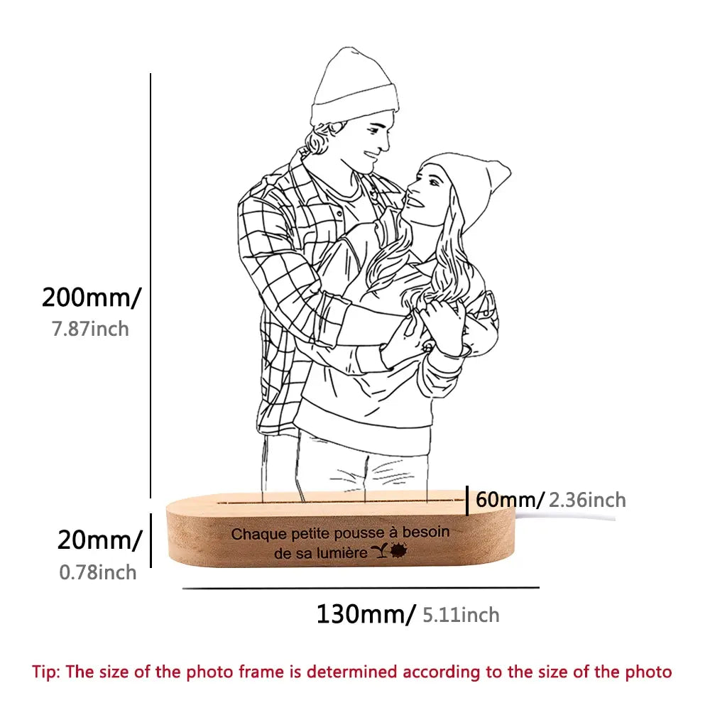 Personalized Gift Photo 3D Lamp Customized Wedding Anniversary Valentines Day Gift Night Light Picture Text Engraving Gift